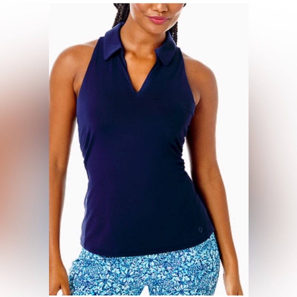 Lilly Pulitzer Luxletic Navy Blue Sleveless Polo Top